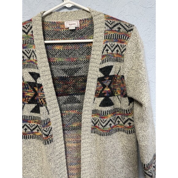 Kamana Size Small Southwestern Long Cardigan Sweater H23 - Picture 2 of 8